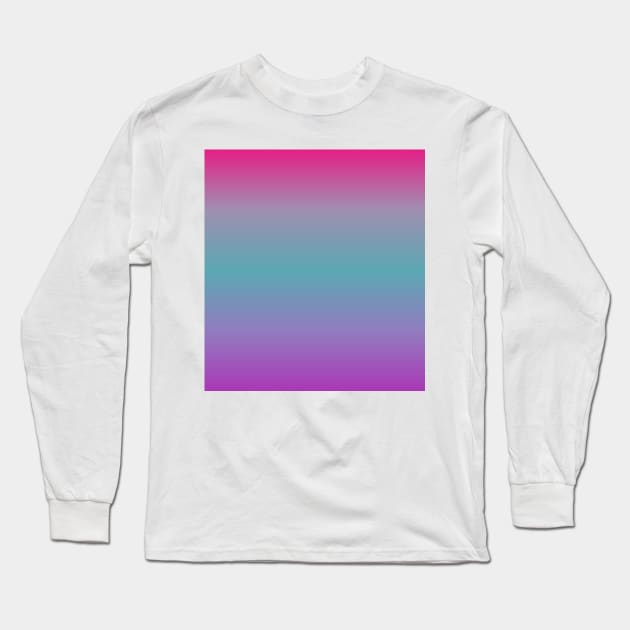 Hot Pink Aqua Blue Purple Ombre Fade Sunset Gradient Long Sleeve T-Shirt by squeakyricardo